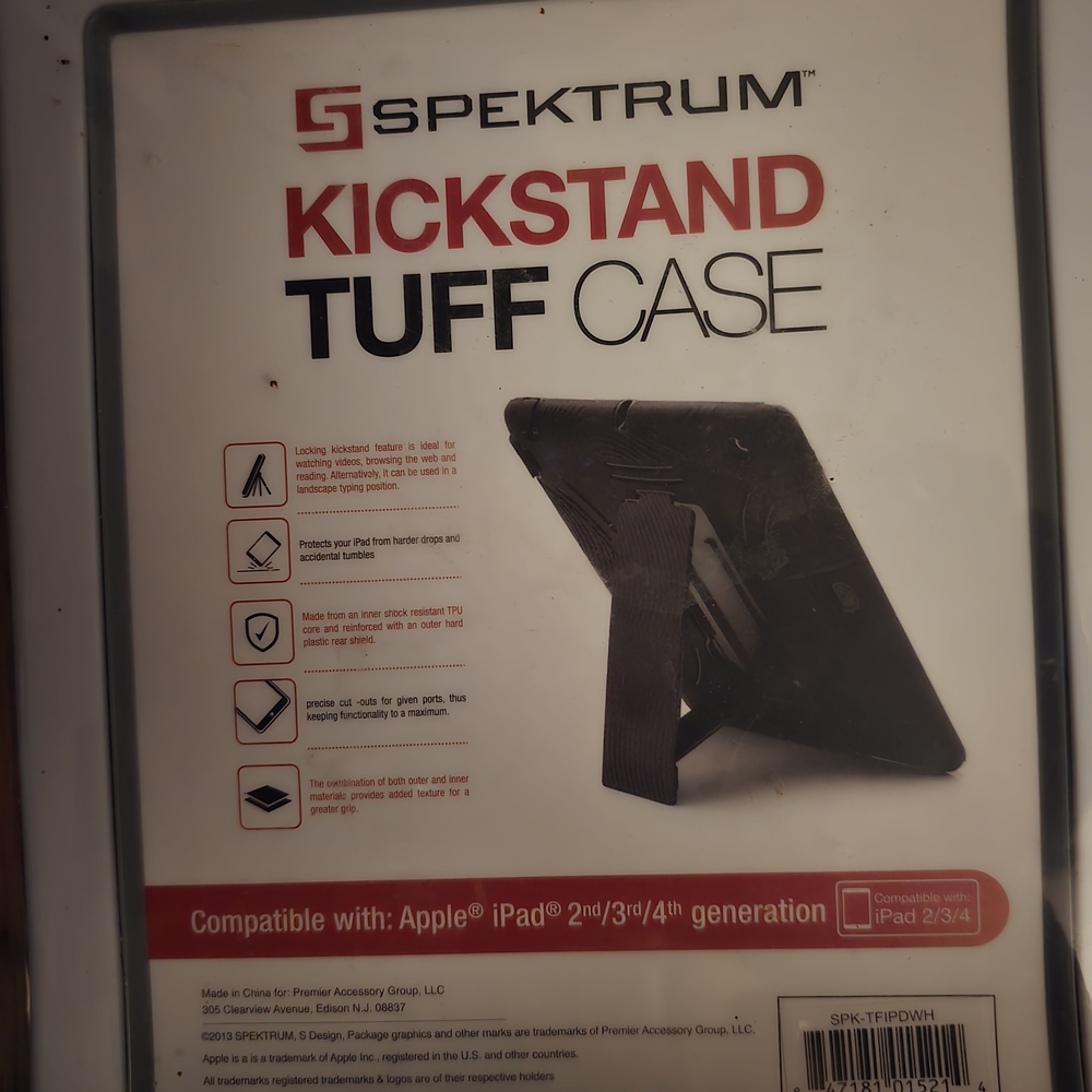 Black Kickstand Tuff Case for iPad 2/3/4